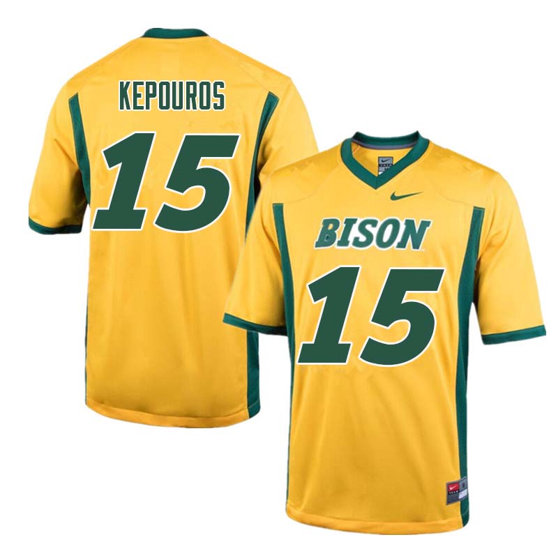 Men #15 Jimmy Kepouros North Dakota State Bison College Football Jerseys Sale-Yellow - Click Image to Close